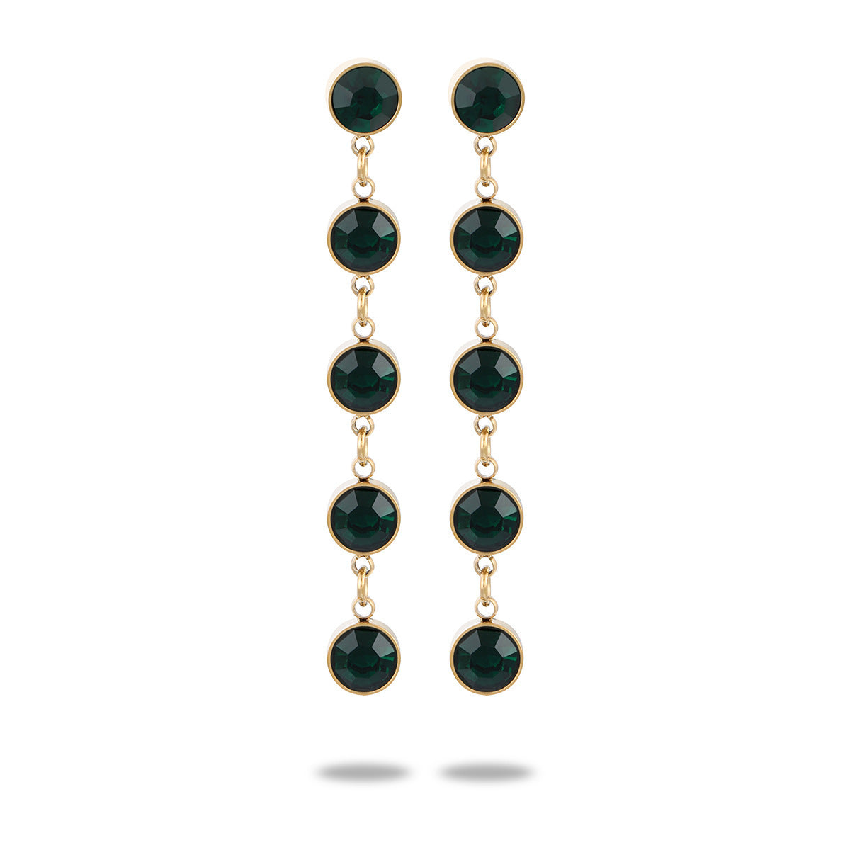 Boucles d'oreilles en acier titane avec pompon en Zircon de couleur pour femmes