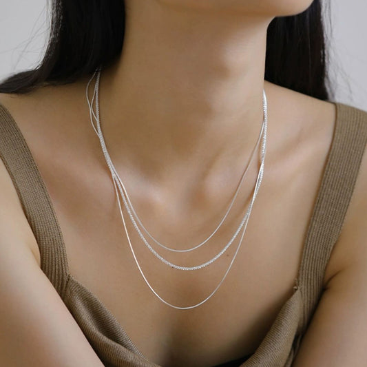 Women's Sparkling Three-layer Twin Necklace