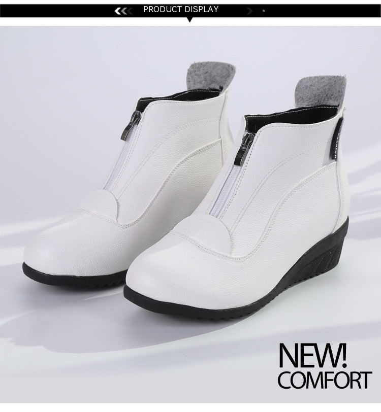 Chaussures de sport à talon moyen et fond souple, bottines de danse pour personnes d'âge moyen et âgées, bottines à fermeture éclair