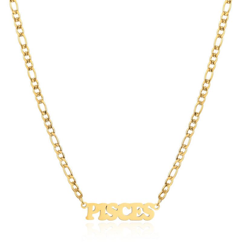 New 304 Stainless Steel 18K Gold Simple Twelve Constellations Necklace