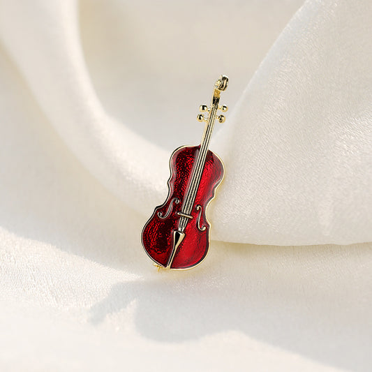 Broche de violín de estilo frío de lujo ligero
