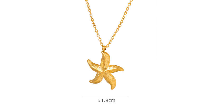 Collier de Niche Style vacances à la mode, pendentif étoile de mer, or 18 carats, ne se décolore pas