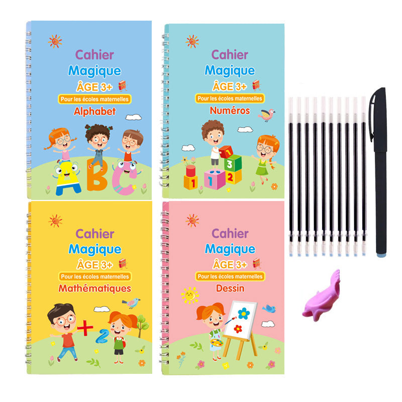 Planche de pratique de calligraphie anglaise Groove pour enfants, peinture française et allemande, autocollants magiques anglais, stylo de contrôle de copie, livre d'entraînement