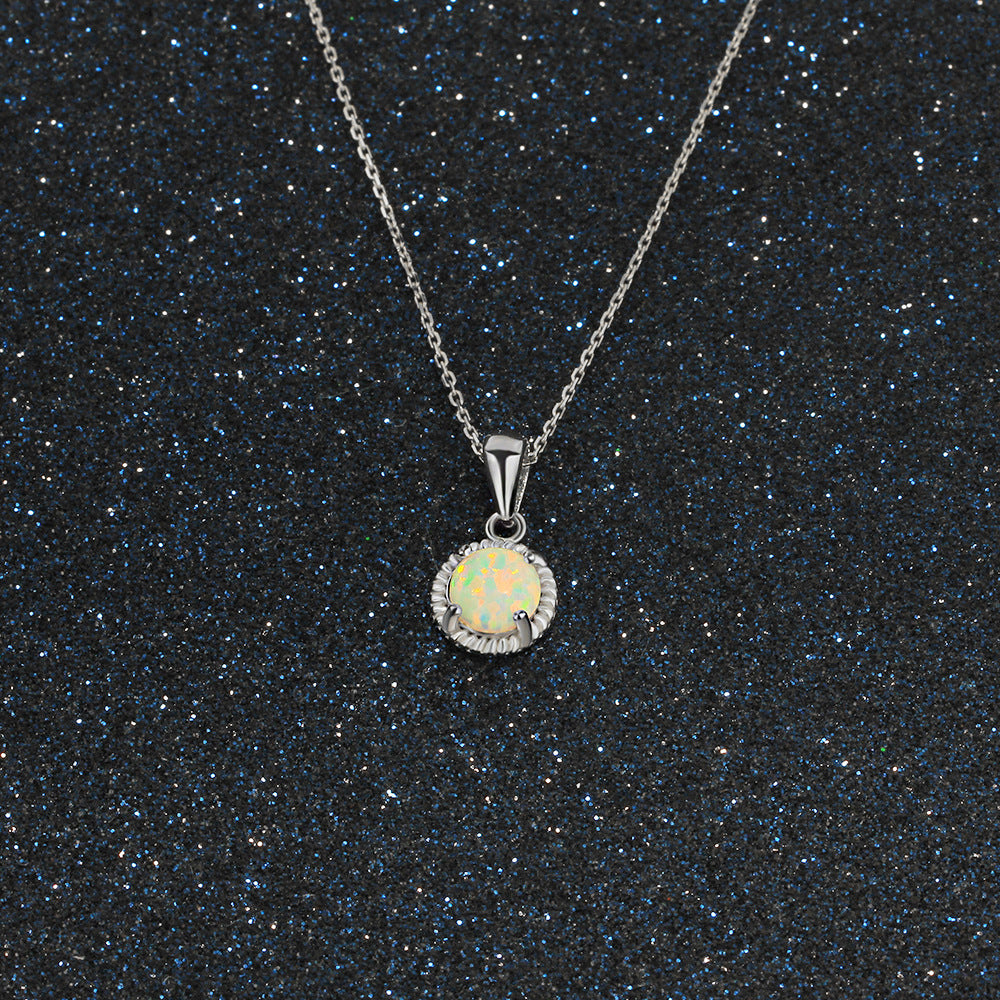 Women's Opal Opal Woven Silver Necklace