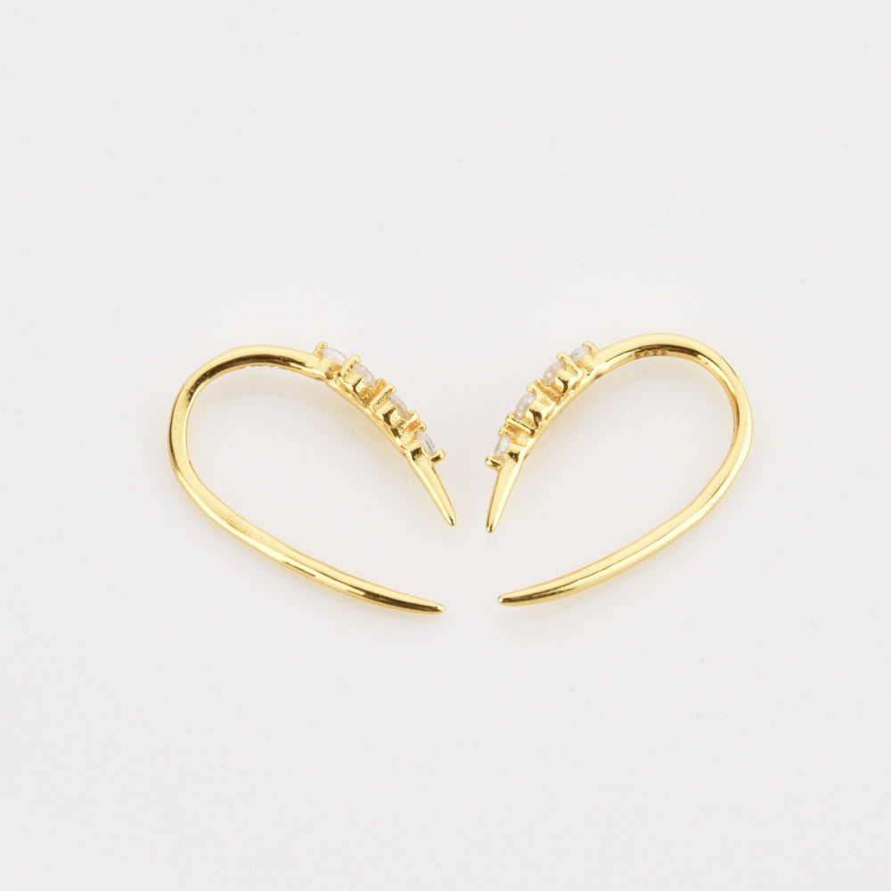 Boucles d'oreilles piercing en argent sterling S925 et zircon, clous d'oreilles