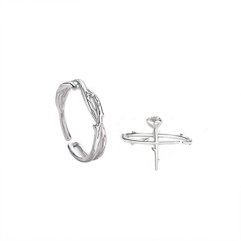 Thorn Rose Couple Creative Simple Design Ins Couple Anneaux