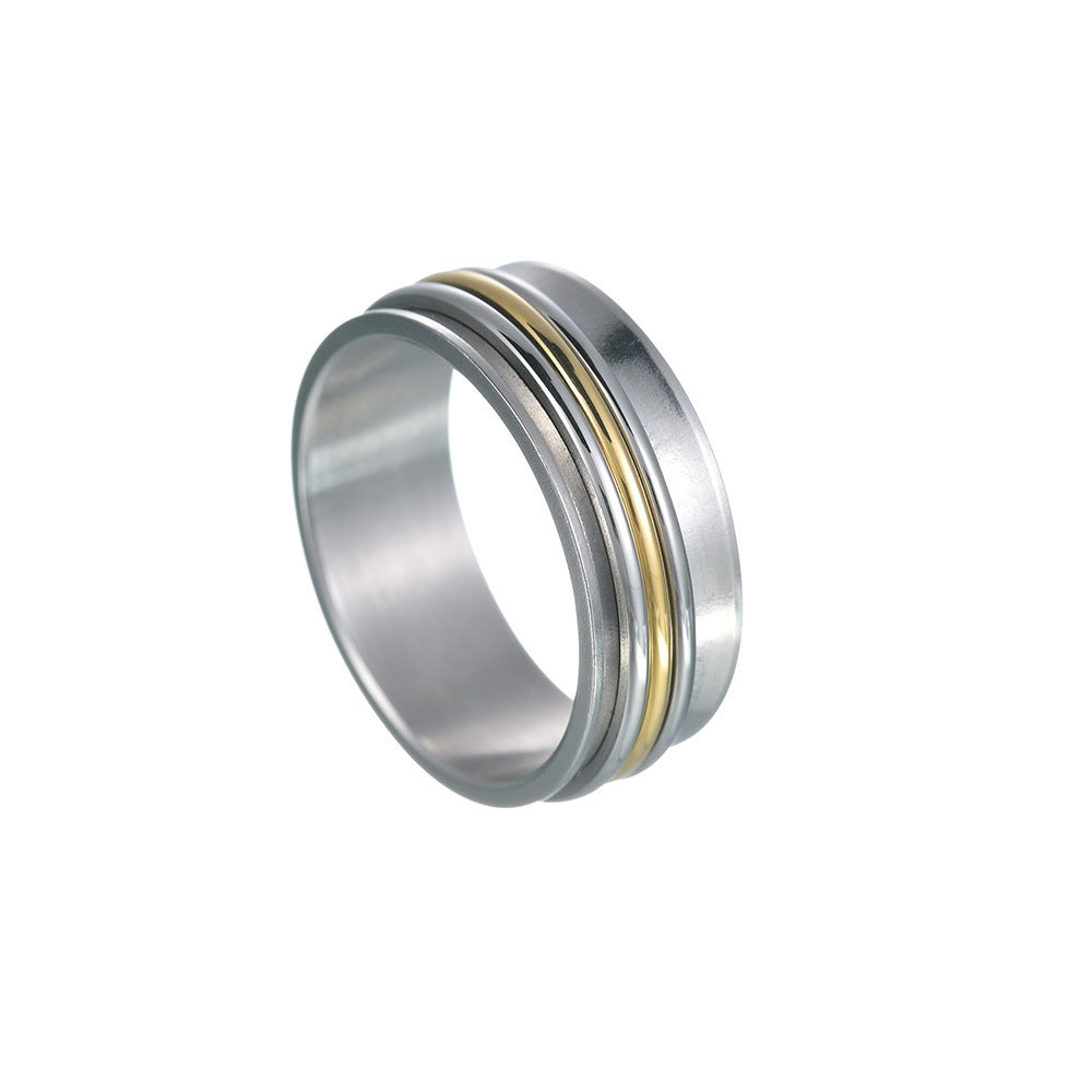 Concave Three-color Three-ring Rotating Titanium Steel Ring