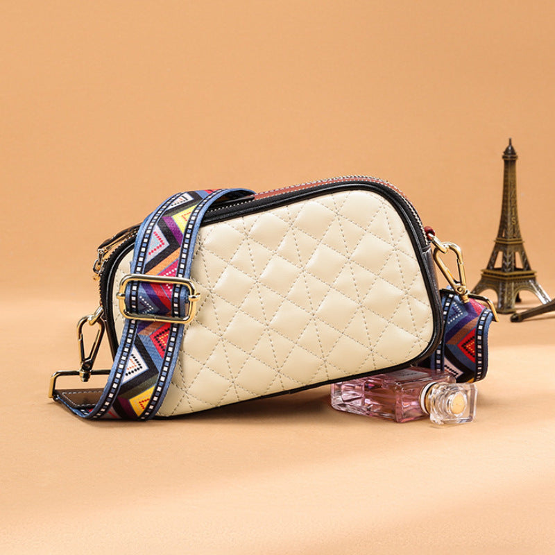 Bolso cuadrado pequeño de cuero para equipaje, bolso cuadrado de color sólido, línea de costura de cuero, bolso cruzado para mujer