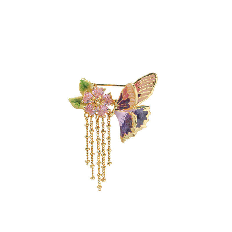 Collier de boucles d'oreilles plaqué or et émail série papillon colombe blanche