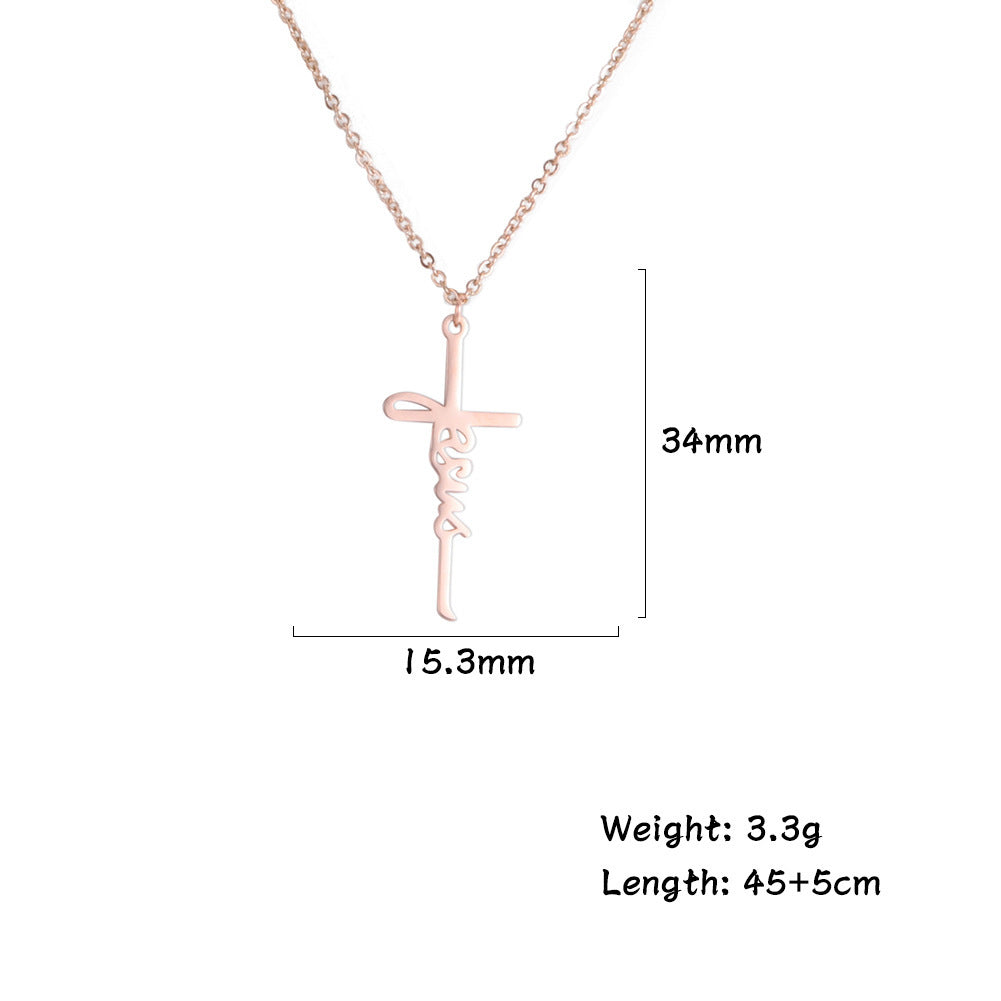 Collier en acier inoxydable avec pendentif croix de Jésus doux