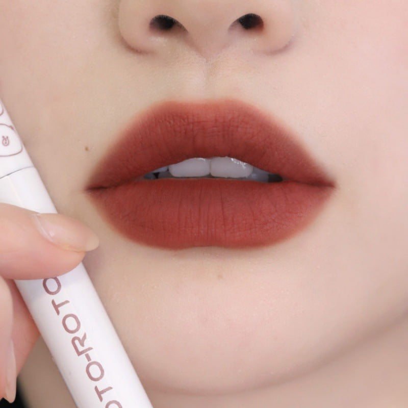 Laca de labios ROTO Matte Air Bear Lip Mud Lip Gloss Lápiz labial Maquillaje Mujer Sin manchas en la taza