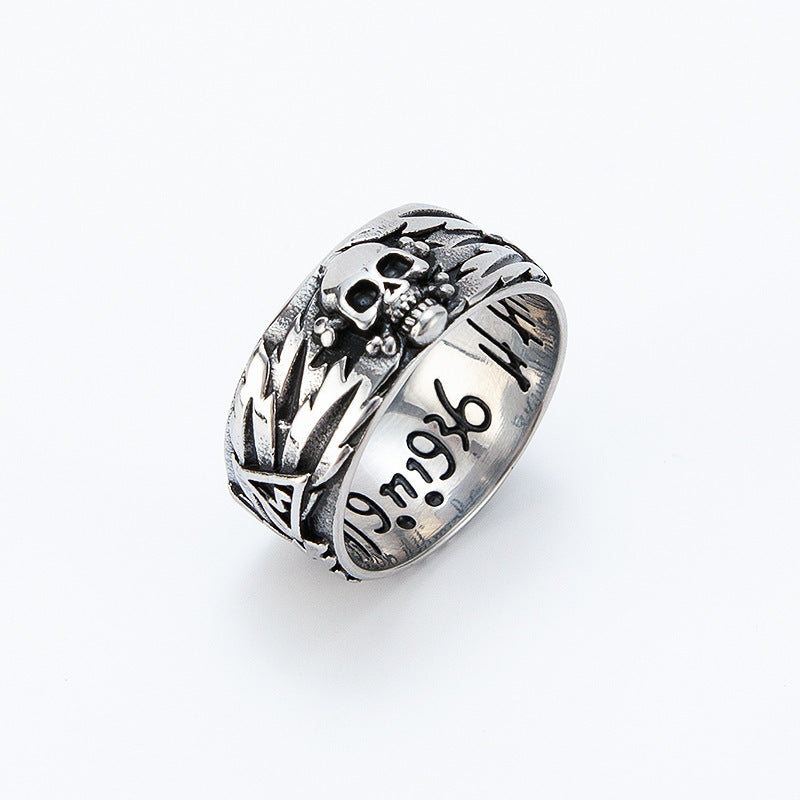 Skull Couple Ring Vintage Old Domineering Men's Cross Stainless Steel Ring