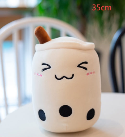 Peluche de boisson aux fruits, mignonne, douce, fraise, lait, thé, tasse de thé Boba, jouet bulle de thé, oreiller, coussin, cadeau pour enfants