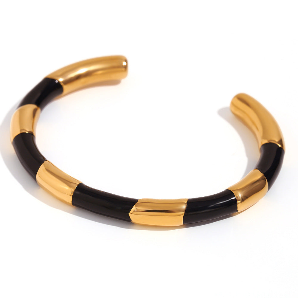Women's Stainless Steel Open Solid Segmented Drip Bracelet