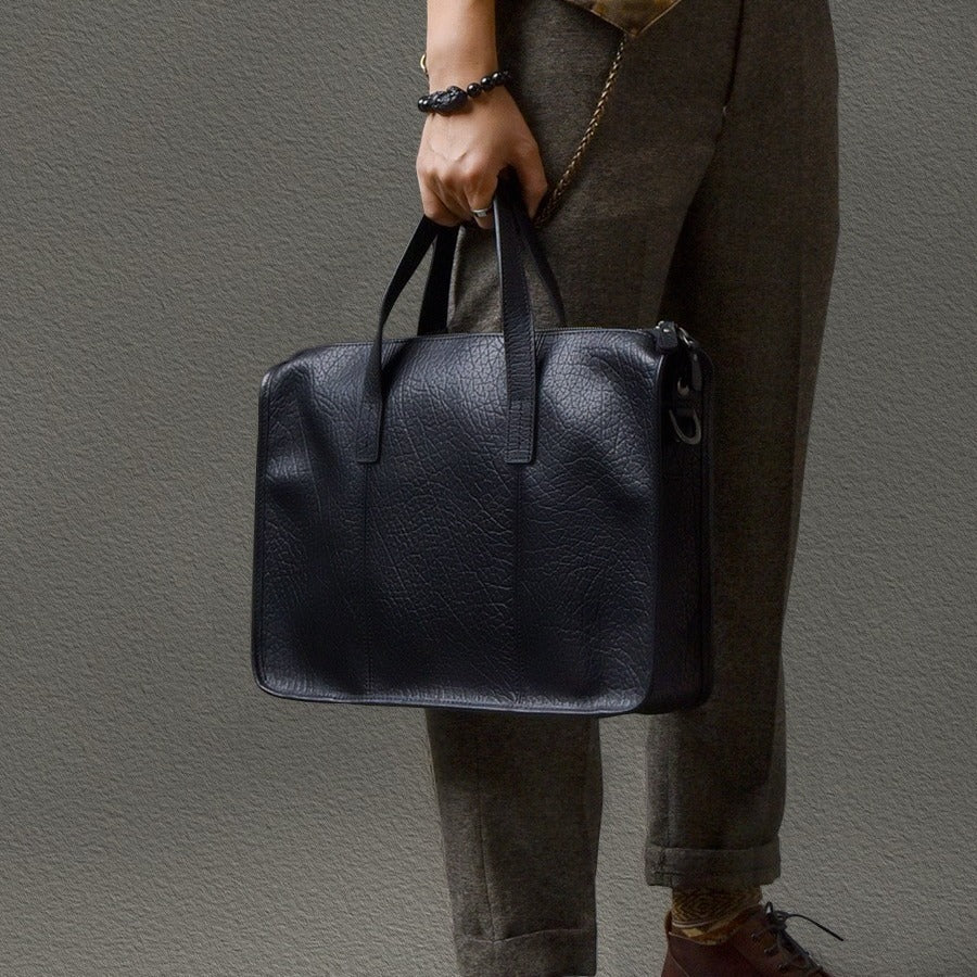 Men's Thick Cowhide Commuter Leather Handbag