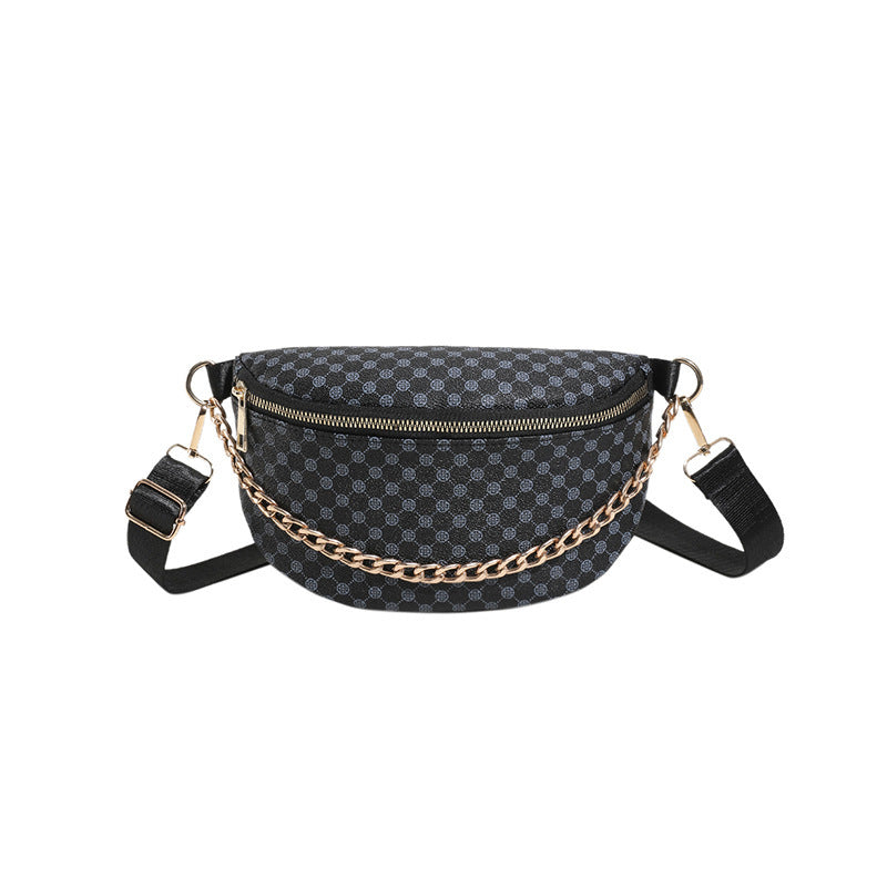 Bolso bandolera de hombro con cadena de metal estampado a cuadros para mujer