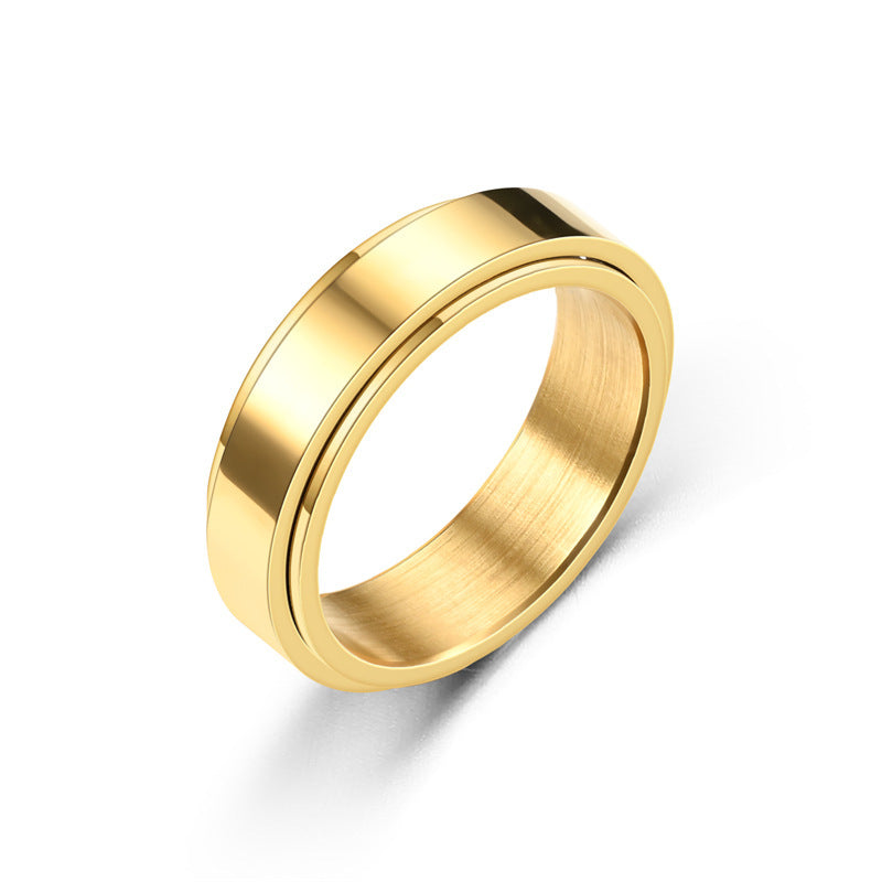 Bague végétale en titane à action tournante pour femmes