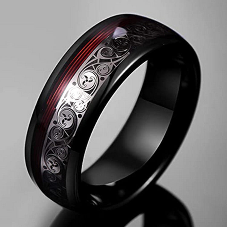 Bague décorative noire en acier tungstène pour hommes