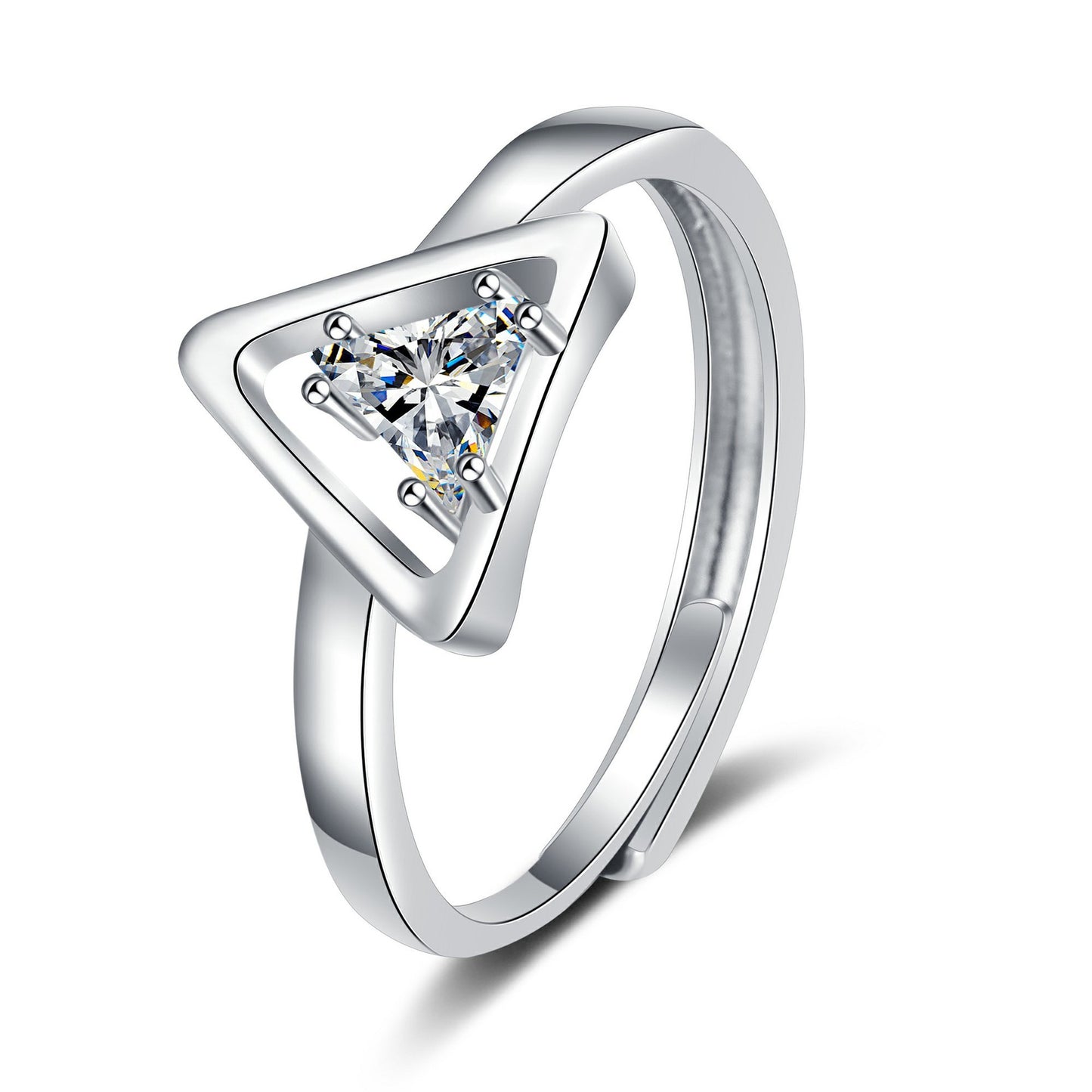 Triangle Zircon Ring Women's Fashion All-match Geometric Open Ring