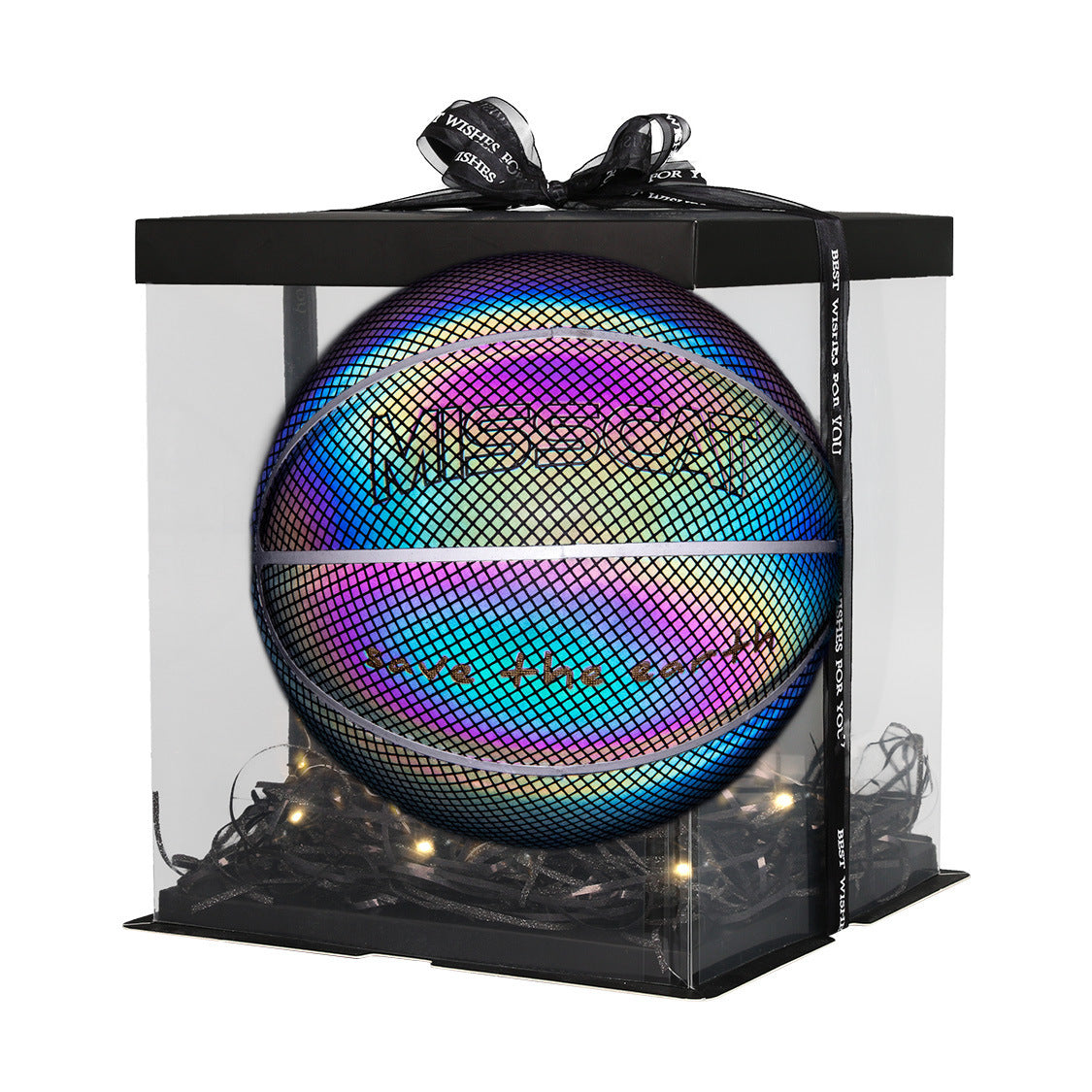 Noche de baloncesto fluorescente luminosa brillante Juego de baloncesto