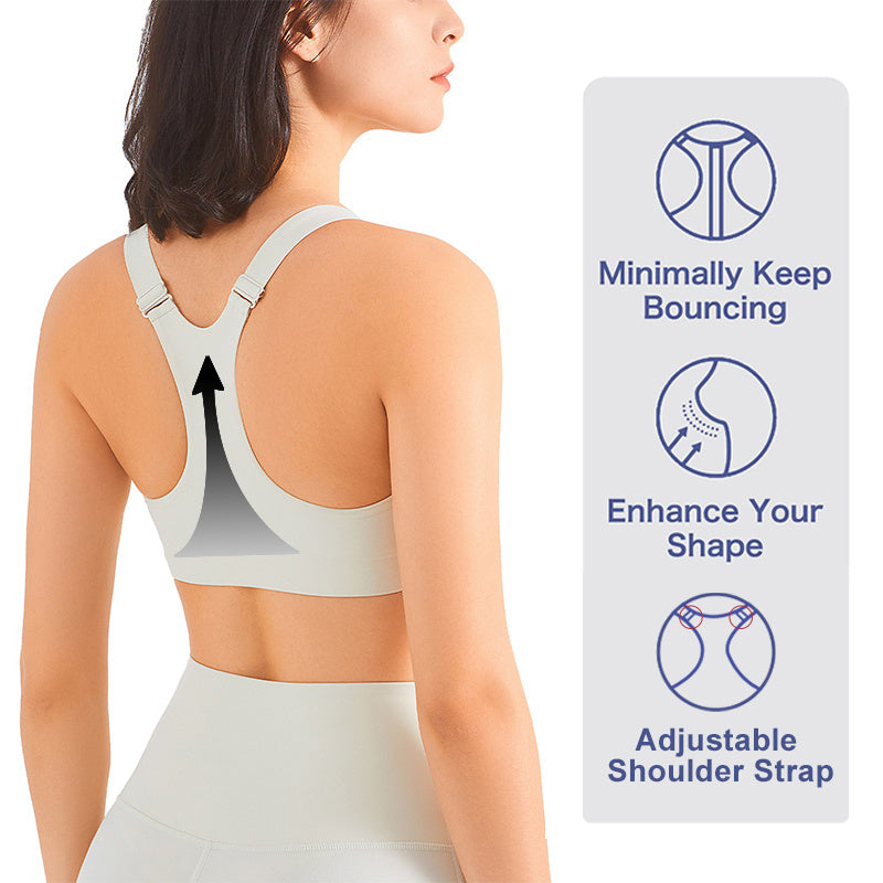 Soutien-gorge de sport zippé sur le devant, absorbant les chocs, pour femmes, grande taille, entraînement, Fitness, course à pied