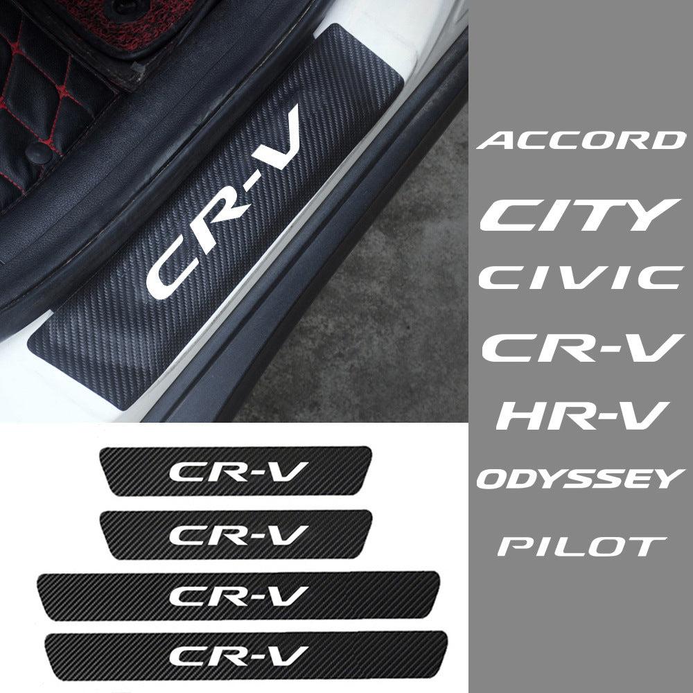 Creative Letter Carbon Fiber Leather Car Threshold Strip