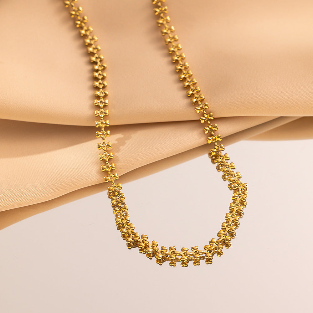 Cadena de clavícula versátil minimalista con forma de espina de pescado en forma de corazón