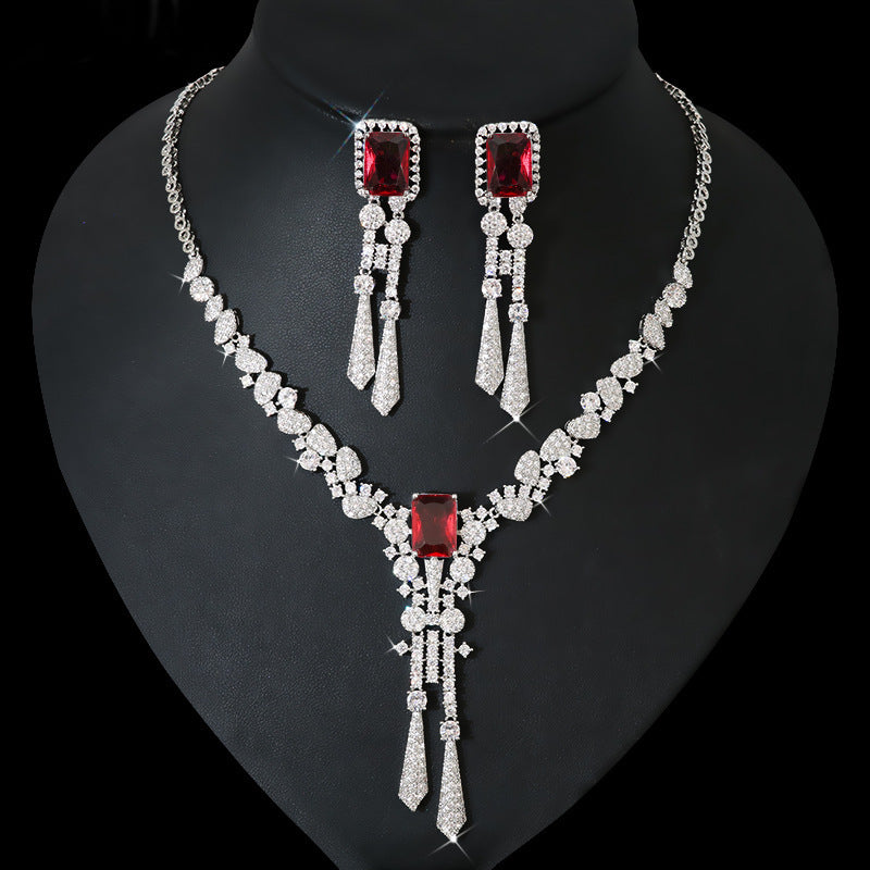 Bijoux en Zircon avec fleurs et diamants, collier de costume, boucles d'oreilles à épingle en argent