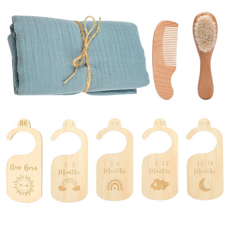 Coffret cadeau pour bébé, brosse en laine, serviette de bain douce pour la peau, coffret cadeau pour bébé d'un mois et de cent jours