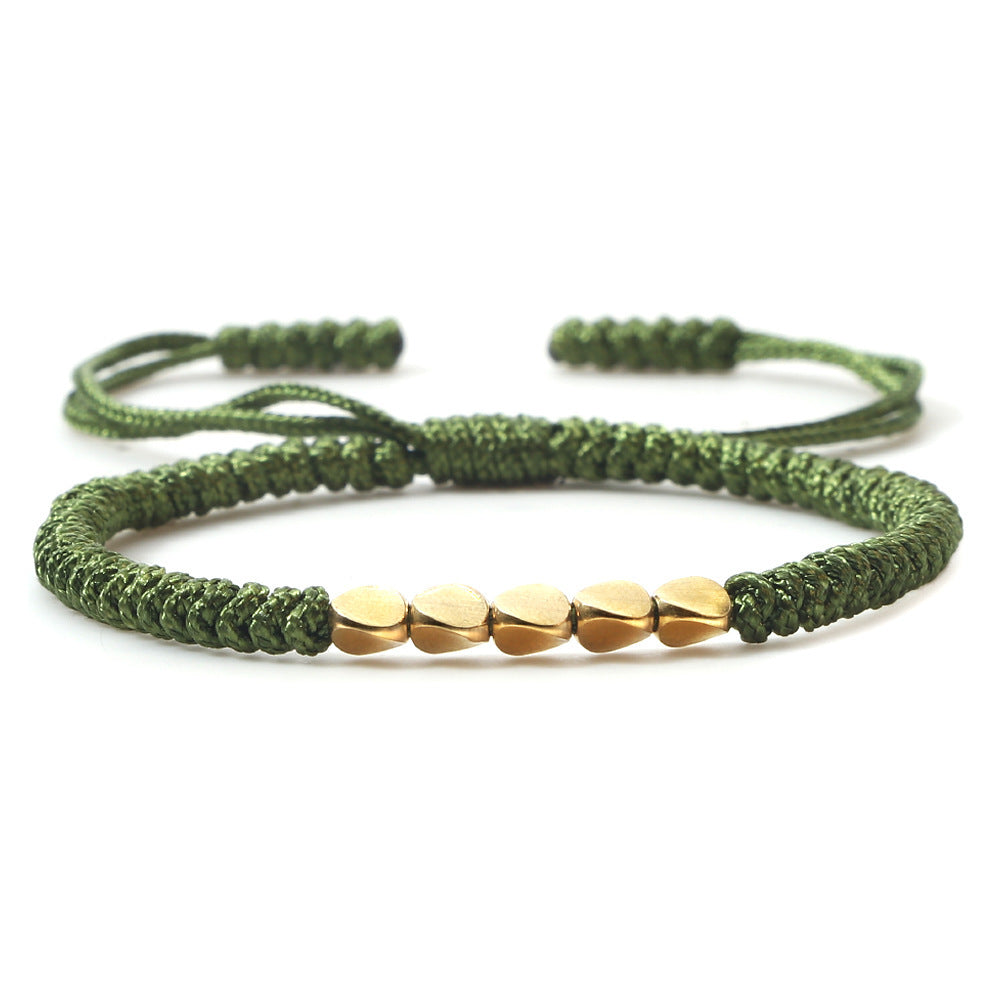 Bracelet perlé en perles de cuivre de forme irrégulière tissé à la main