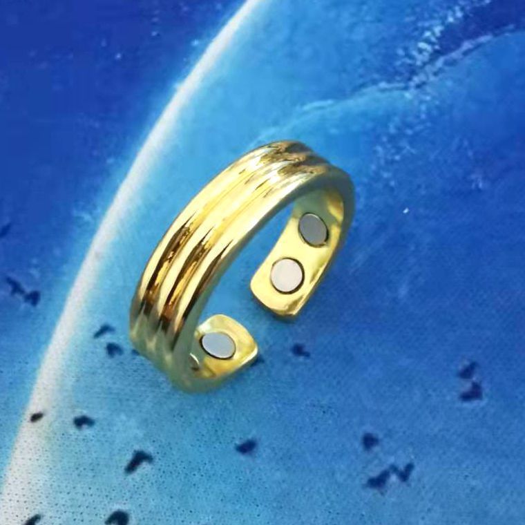 Anillo magnético abierto magnético personalizado de oro rosa galvanizado para hombre