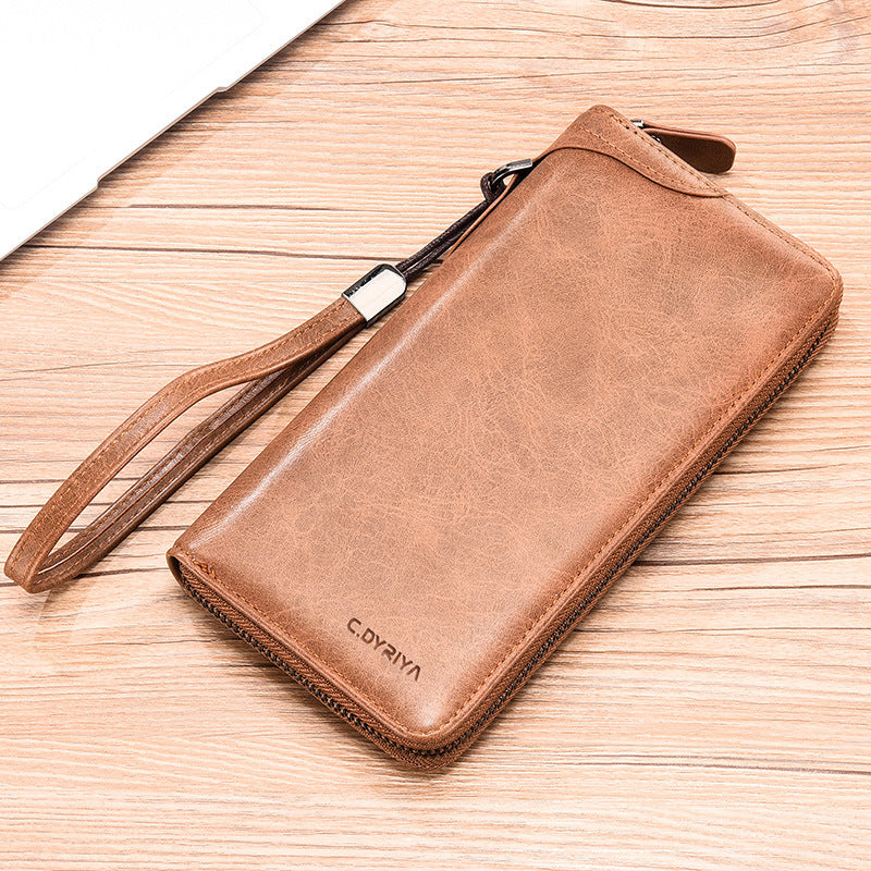 Portefeuille d'affaires Simple porte-carte multifonctionnel portefeuille pour hommes portefeuille à fermeture éclair longue