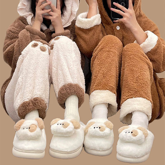 Pantoufles thermiques amovibles en coton imperméables pour femmes