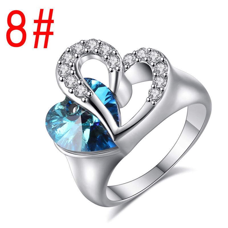 Bague cœur d'océan en cristal saphir Titanic