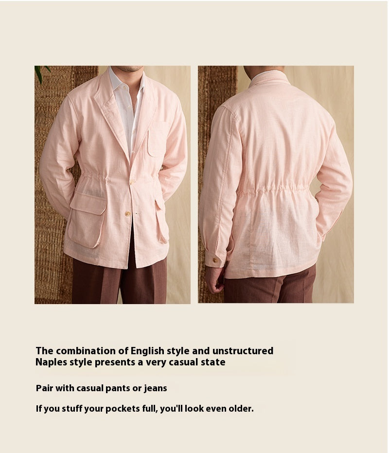 Men's Linen Cotton Thin Breathable Casual Coat Jacket