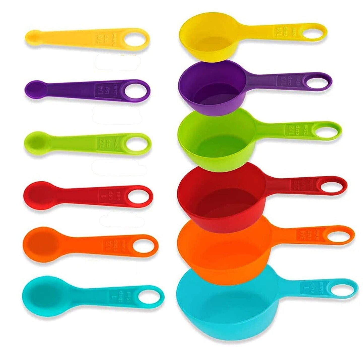 Tazas y cucharas medidoras multicolores, juego de 12 piezas, utensilios de cocina de plástico