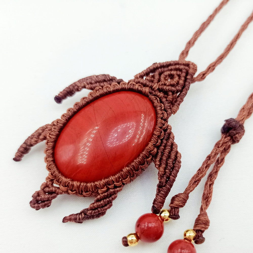 Collar con colgante tejido a mano con gemas de cristal de estilo nacional