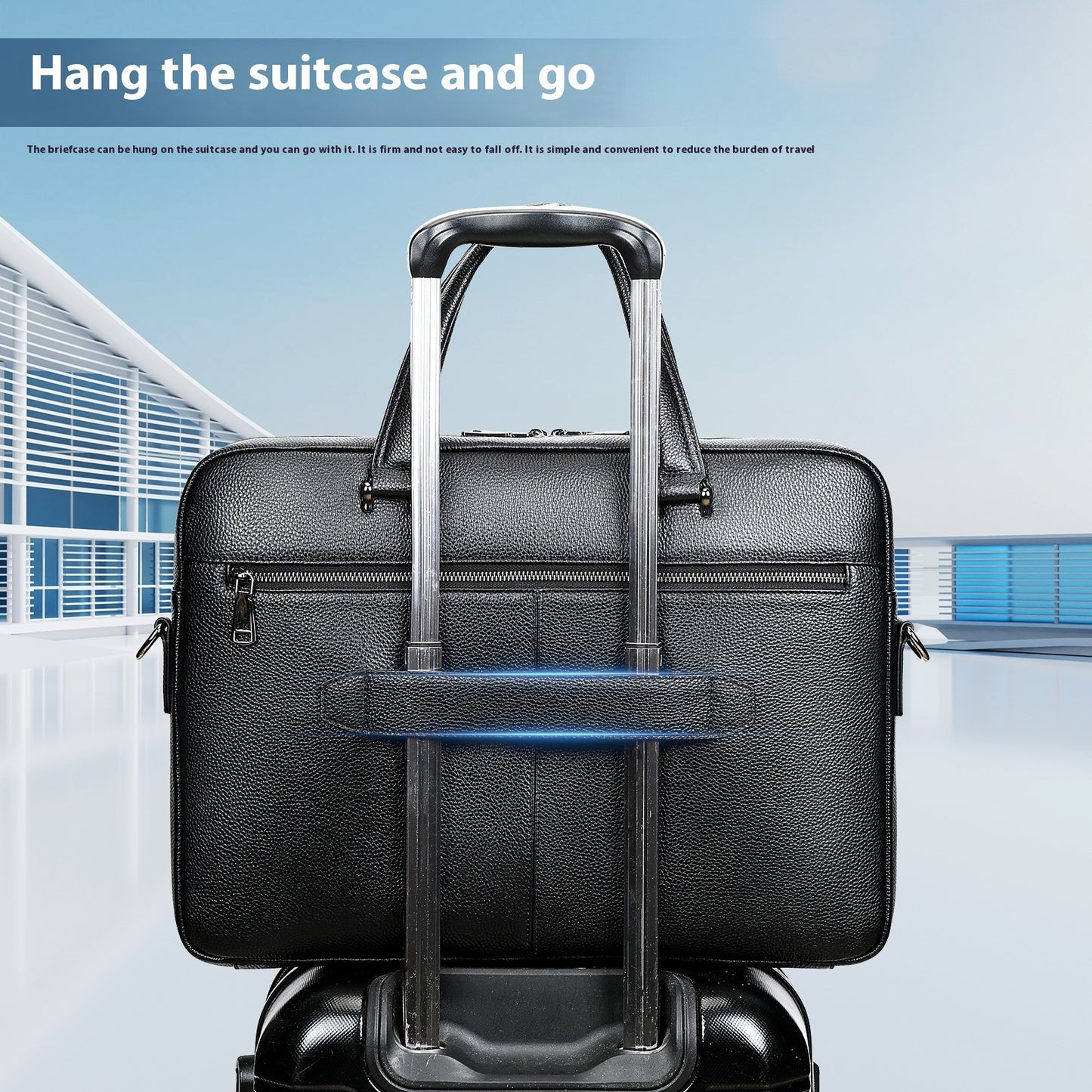 Bolso para hombre Maletín horizontal Gran capacidad Primera capa Cuero de vaca Bolsa para computadora de 17 pulgadas