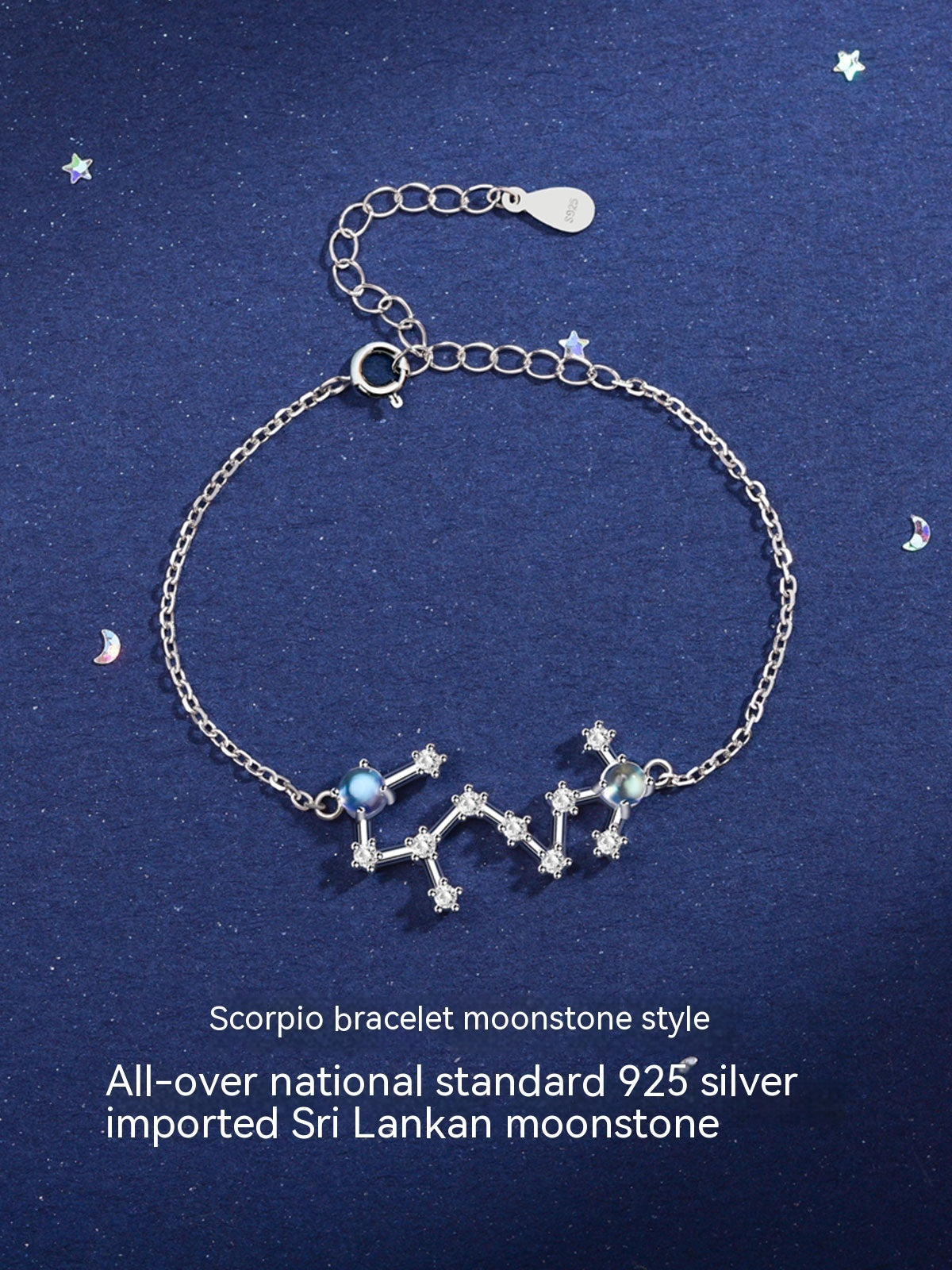 Bracelet pierre de lune Lucky Twelve Constellation pour femme