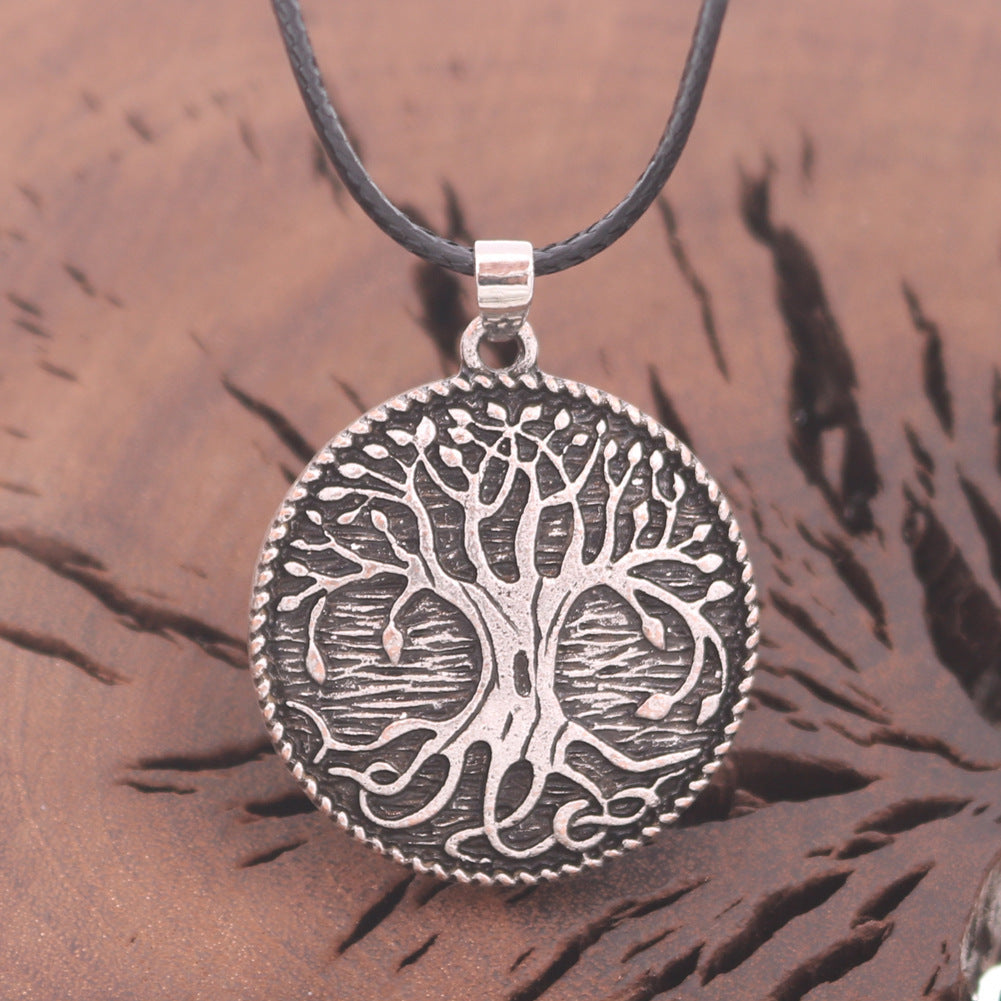 Viking arbre de vie pendentif en alliage de Zinc Vintage Aoding Rune monde arbre collier rond