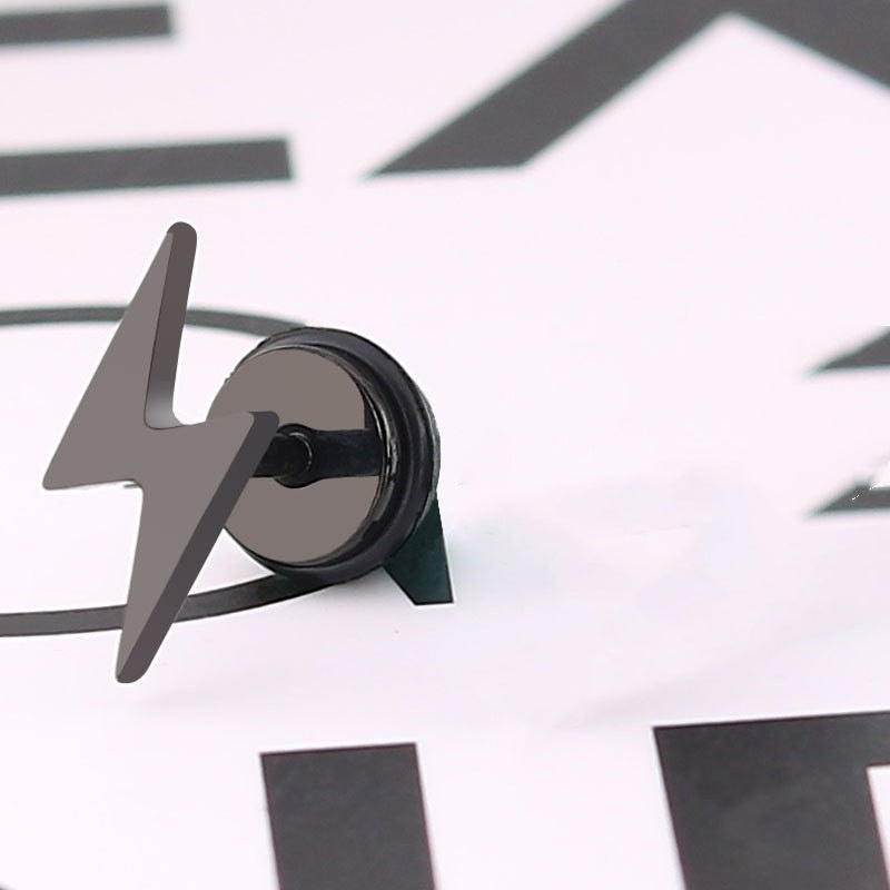 Pendientes de acero de titanio con relámpago dominante de moda de estilo coreano