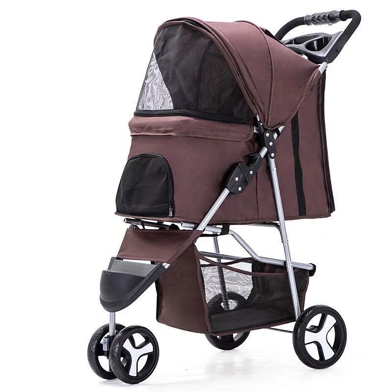 Carrito plegable ligero para mascotas, cochecito para perros y gatos, cochecito para mascotas de tres ruedas, suministros para cochecito para perros