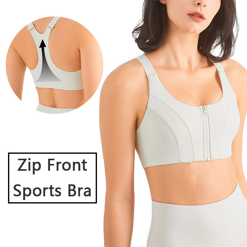 Soutien-gorge de sport zippé sur le devant, absorbant les chocs, pour femmes, grande taille, entraînement, Fitness, course à pied