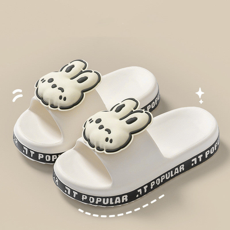 Pantoufles de lapin mignonnes pour femmes, chaussures d'été de jardin avec lettres, antidérapantes, pour l'intérieur, la salle de bain, la maison