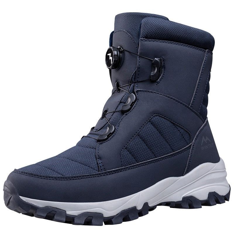 Botas de nieve con botones para hombre y mujer gruesas con forro polar