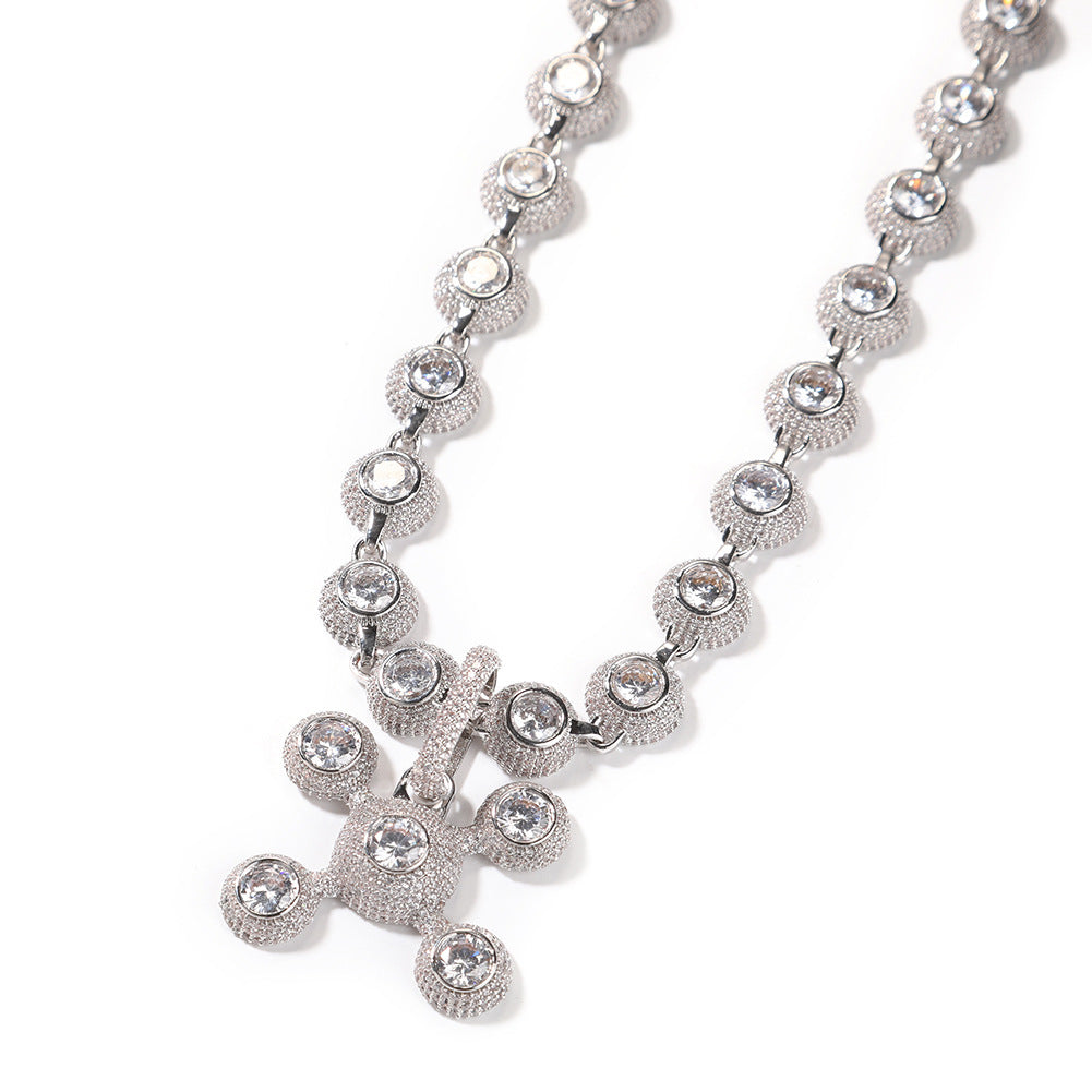 Collier en cuivre incrusté de diamants de Zircon, pendentif d'ornement de rue Cool à la mode