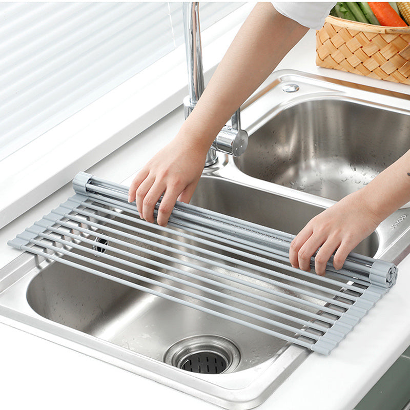 Estante para fregadero, estante de drenaje de acero inoxidable, fregadero de cocina plegable, estante para platos