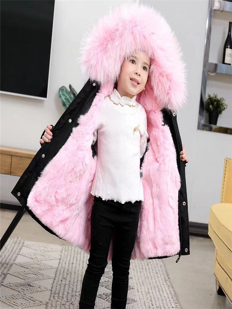 Vestes pour enfants, vêtements pour filles, garçons et bébés, grand col en fourrure