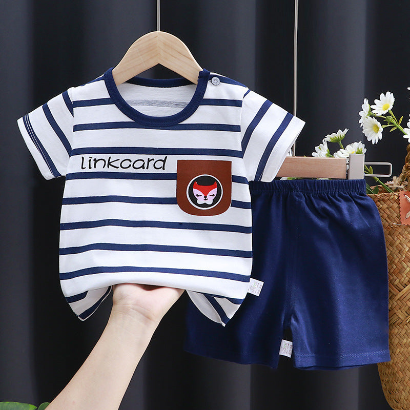 Costume à manches courtes pour enfants, T-shirt en coton, vêtements pour bébés