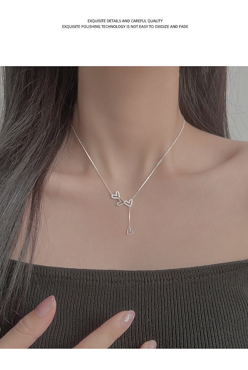 Collier de conception minoritaire de luxe léger à pampilles en forme de cœur